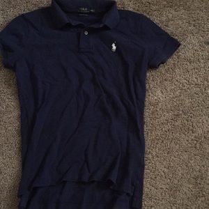 blue polo shirt